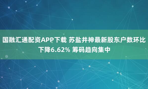 国融汇通配资APP下载 苏盐井神最新股东户数环比下降6.62% 筹码趋向集中