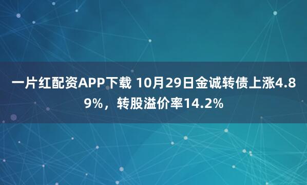 一片红配资APP下载 10月29日金诚转债上涨4.89%,转股溢价率14.2%
